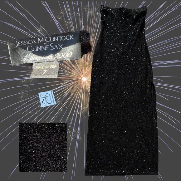 Jessica McClintock for Gunne Sax Millennium 2000 Strapless Glitter Dress Sz 7 - Picture 1 of 11